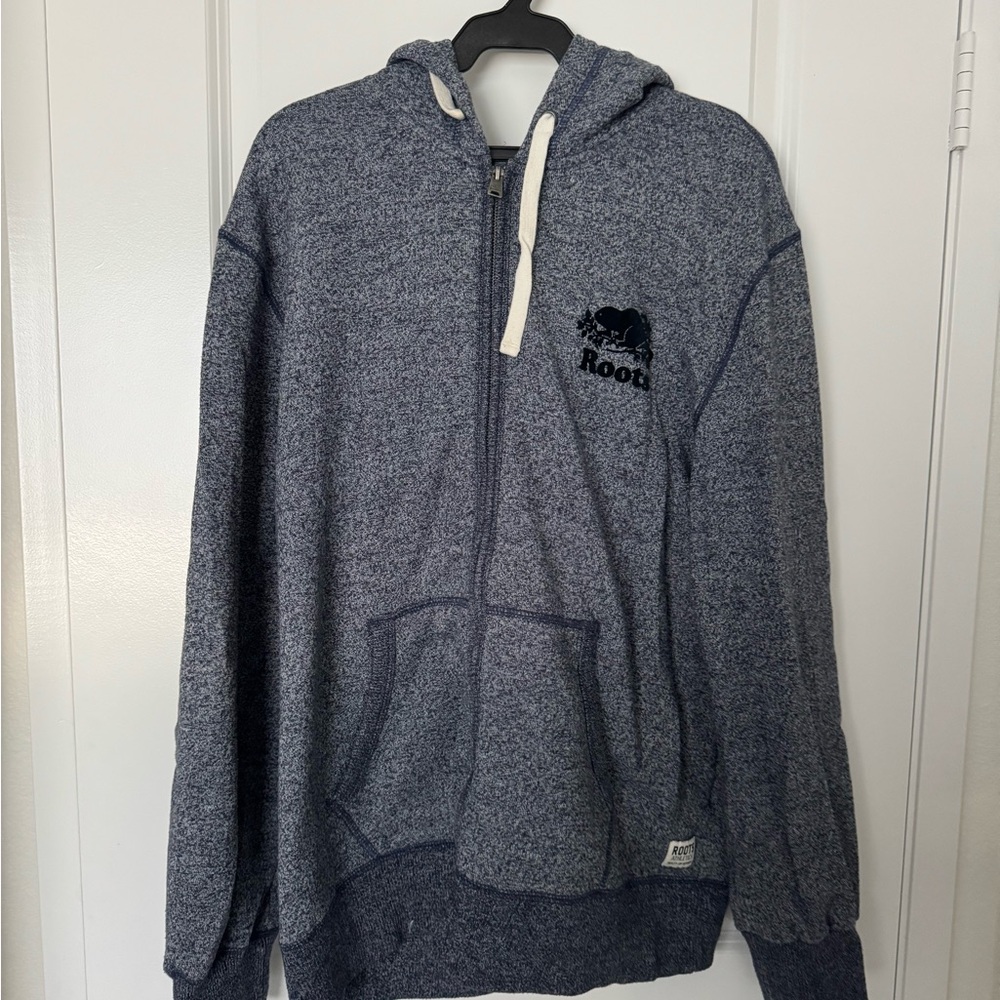 Roots Men's Heathered Blue Zip-Up Sweater